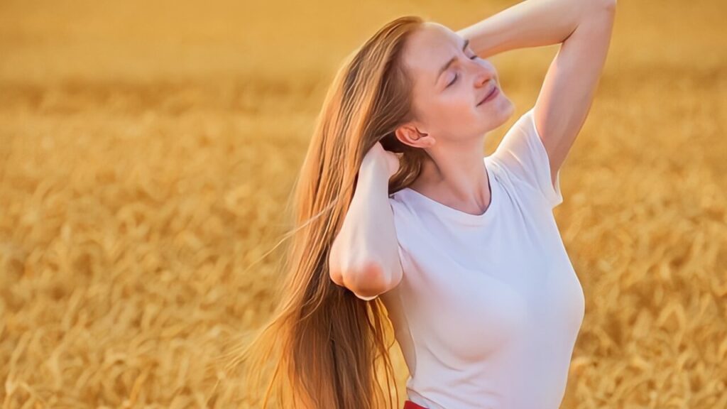 woman standing on the fields