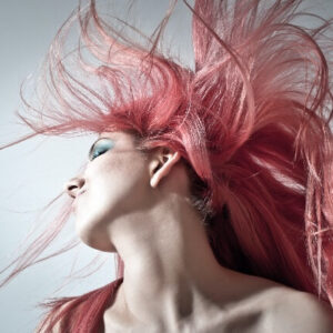 girl with pink hair color